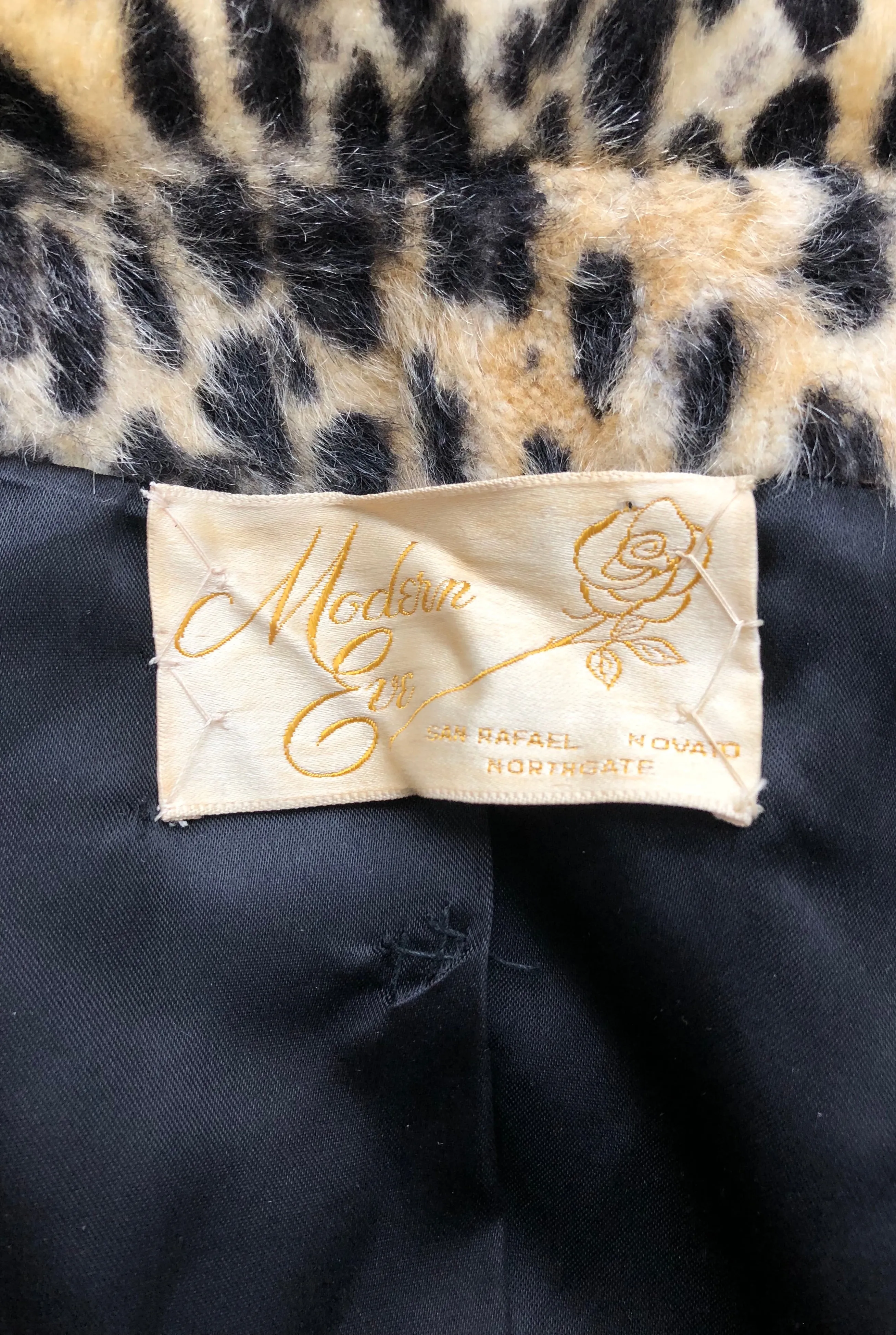 1960s Leopard Print Faux Fur Double-Breasted Coat
