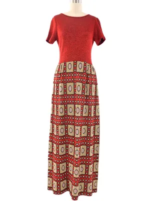 1960s Metallic Knit Maxi Dress