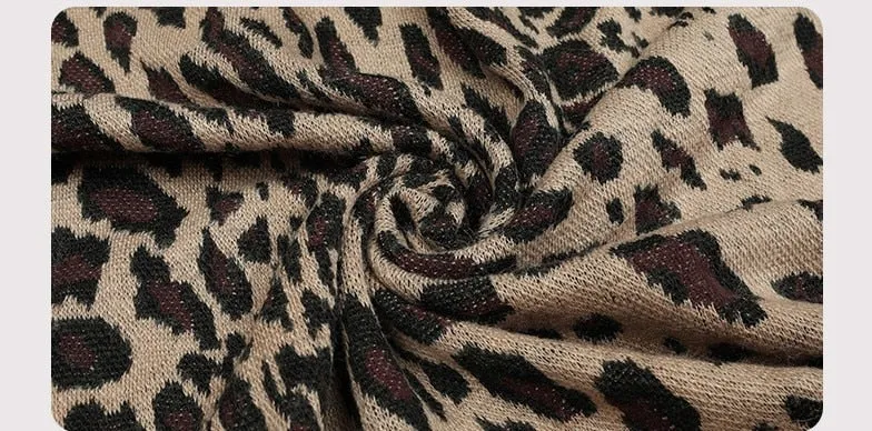 2022 Winter Thick Warm Poncho Fur Collar Cape Coat Women Vintage Leopard Sweater Cardigan Female Batwing Sleeve Shawl
