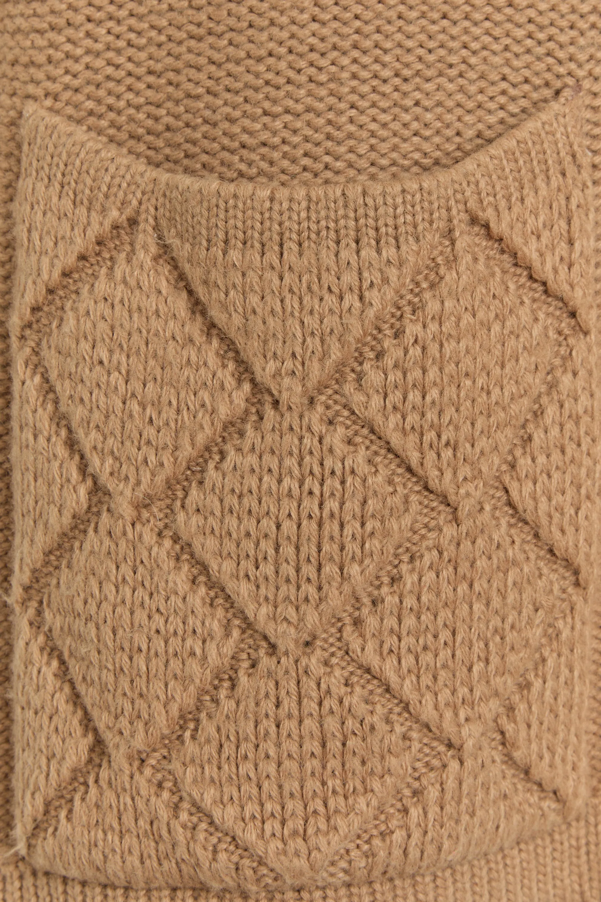 70s Camel Chunky Knit Cardigan M