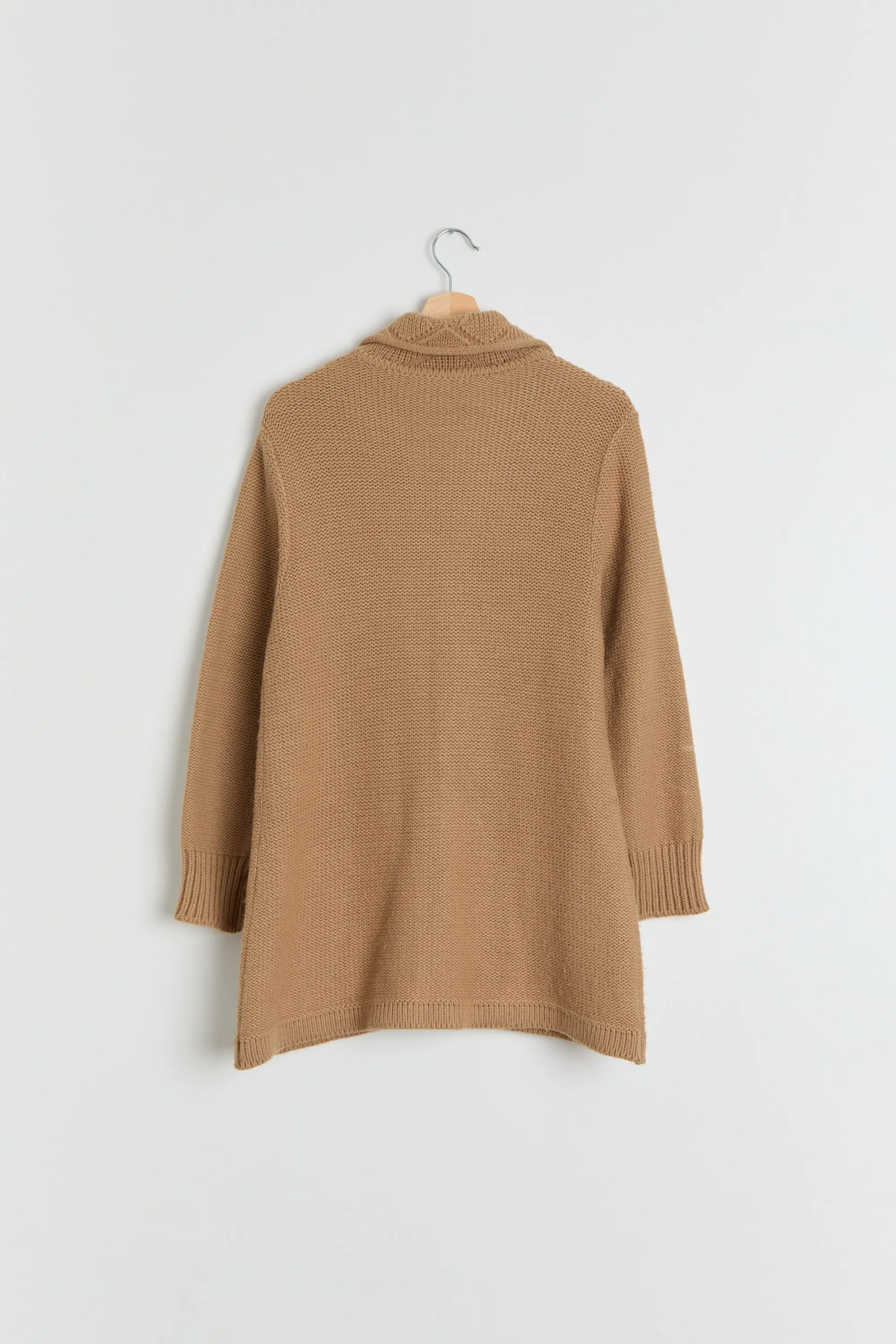 70s Camel Chunky Knit Cardigan M