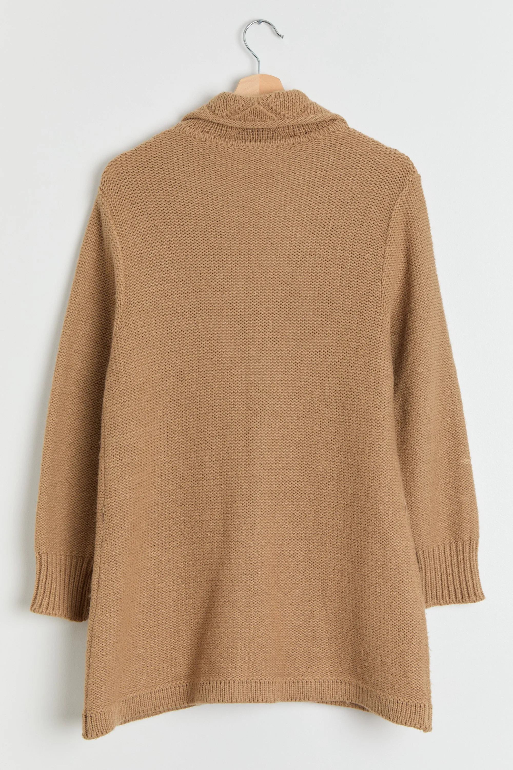 70s Camel Chunky Knit Cardigan M