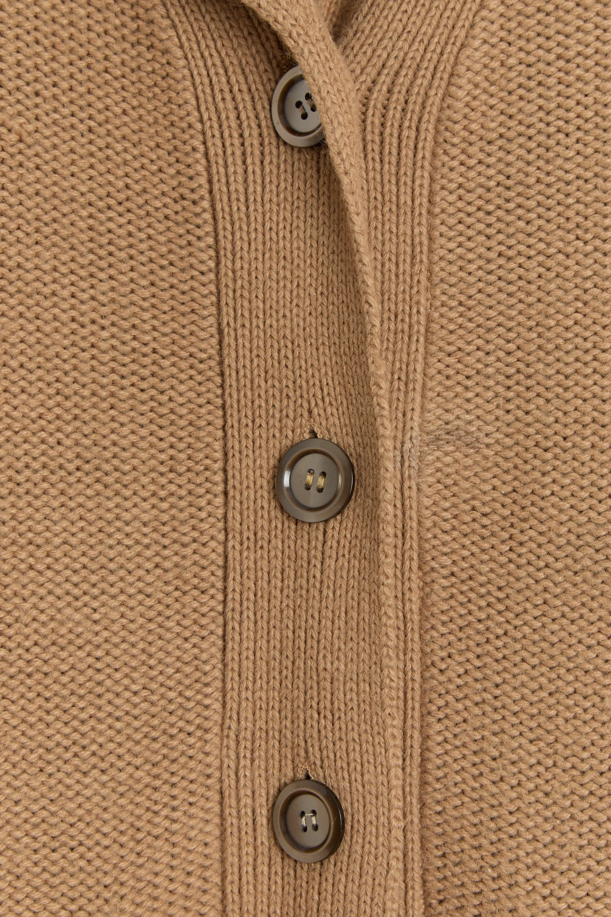 70s Camel Chunky Knit Cardigan M