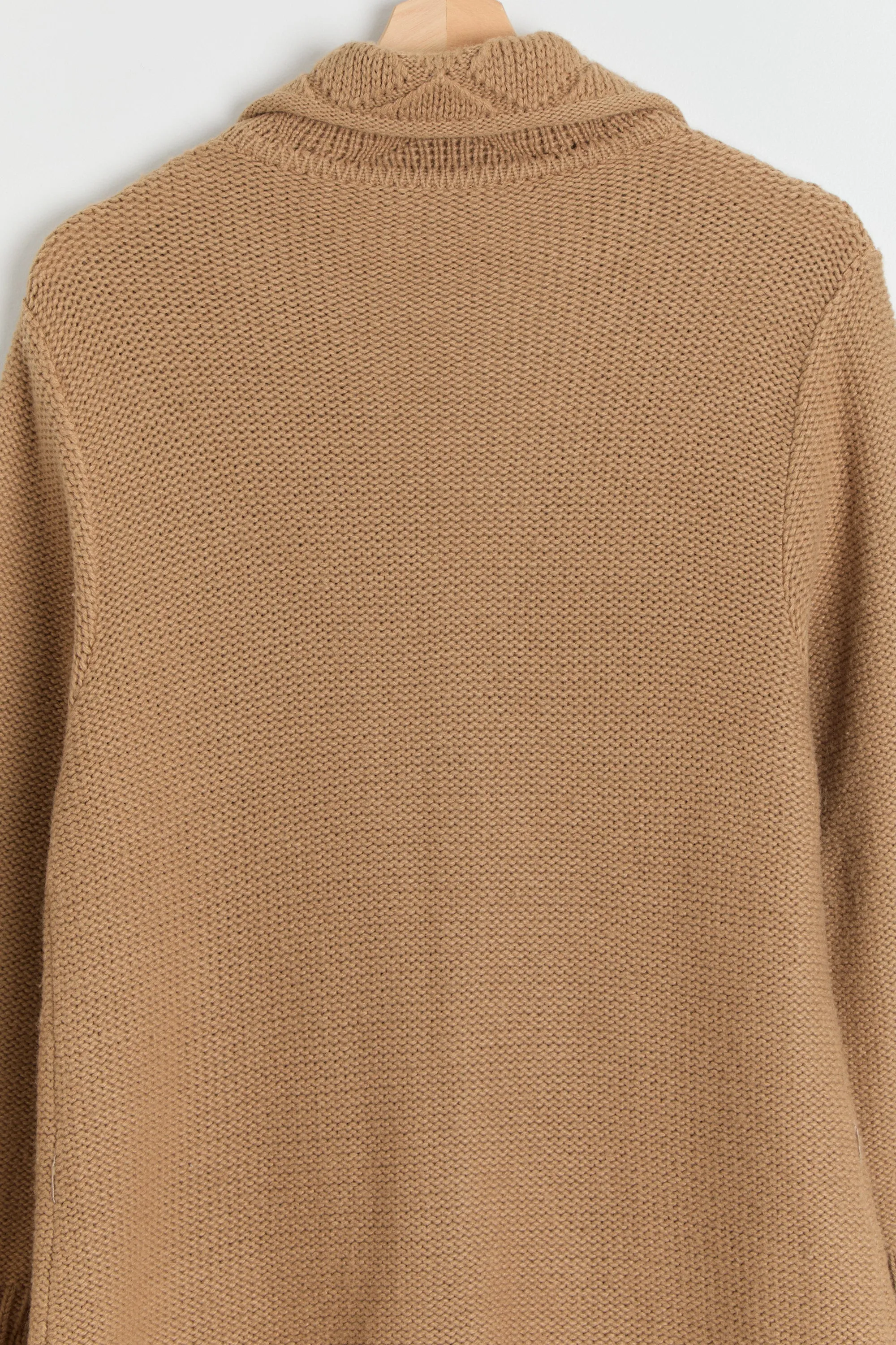 70s Camel Chunky Knit Cardigan M