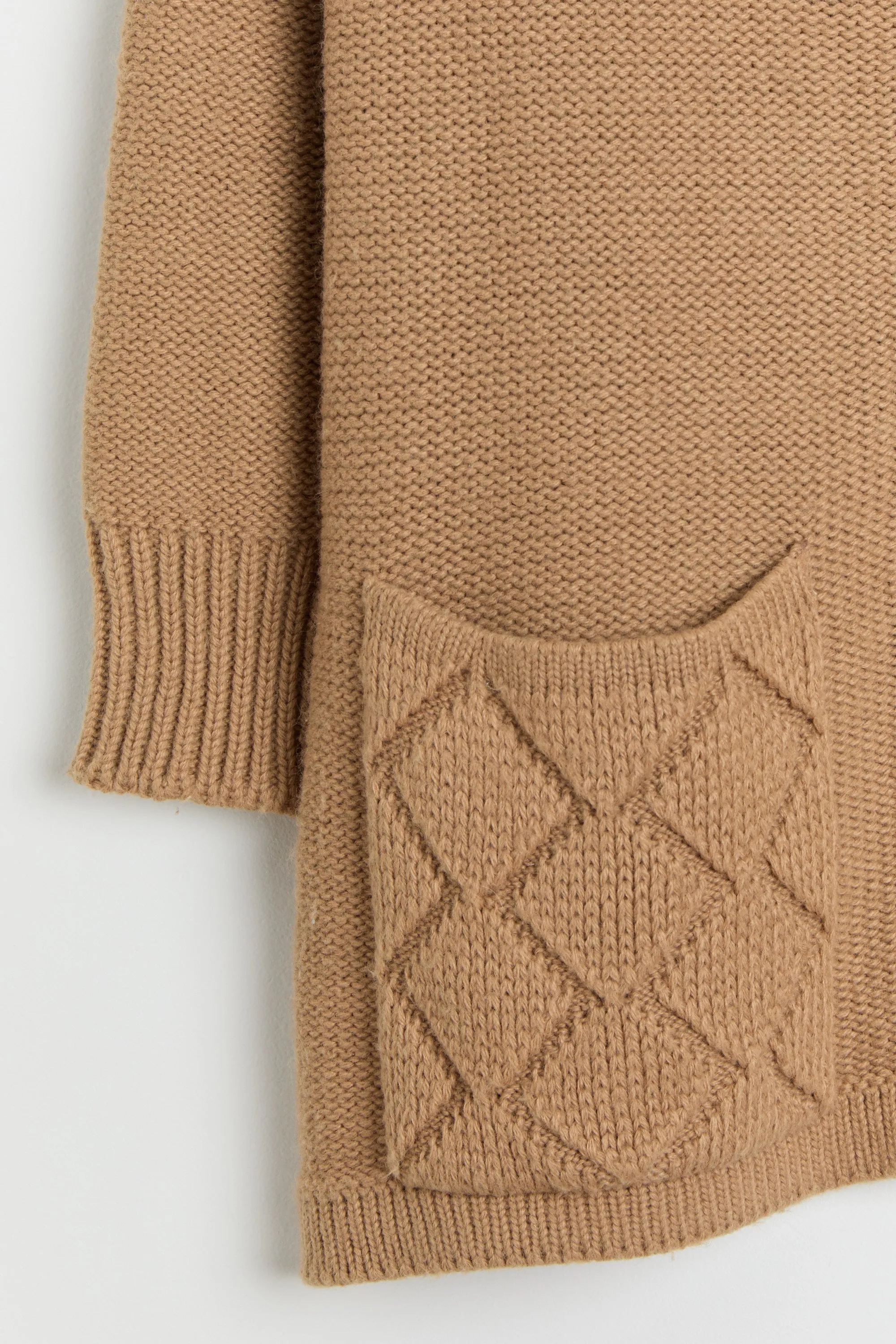 70s Camel Chunky Knit Cardigan M