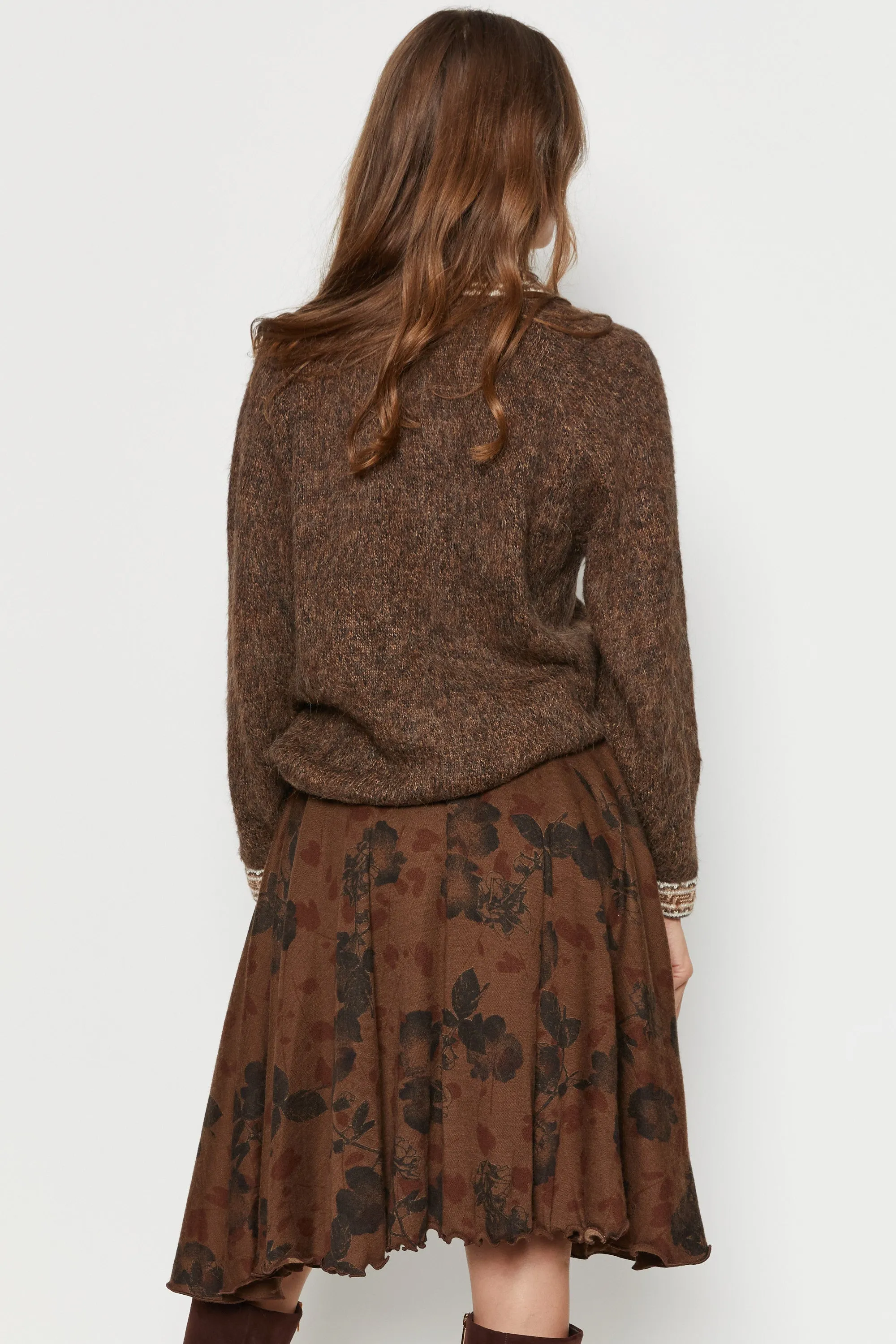 70s Fuzzy Brown Aztec Cardigan S/M