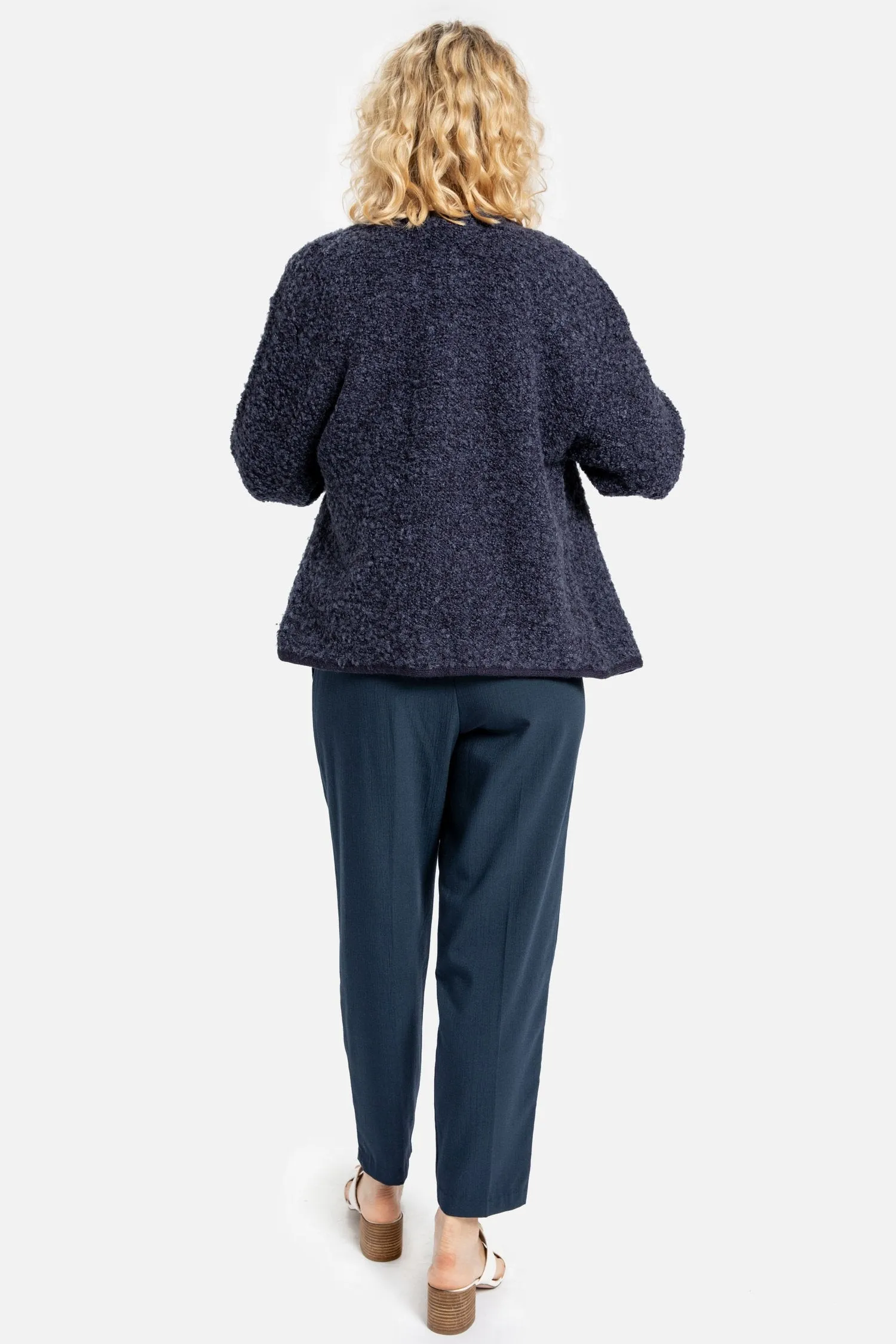 90s Navy Nubby Cardigan S
