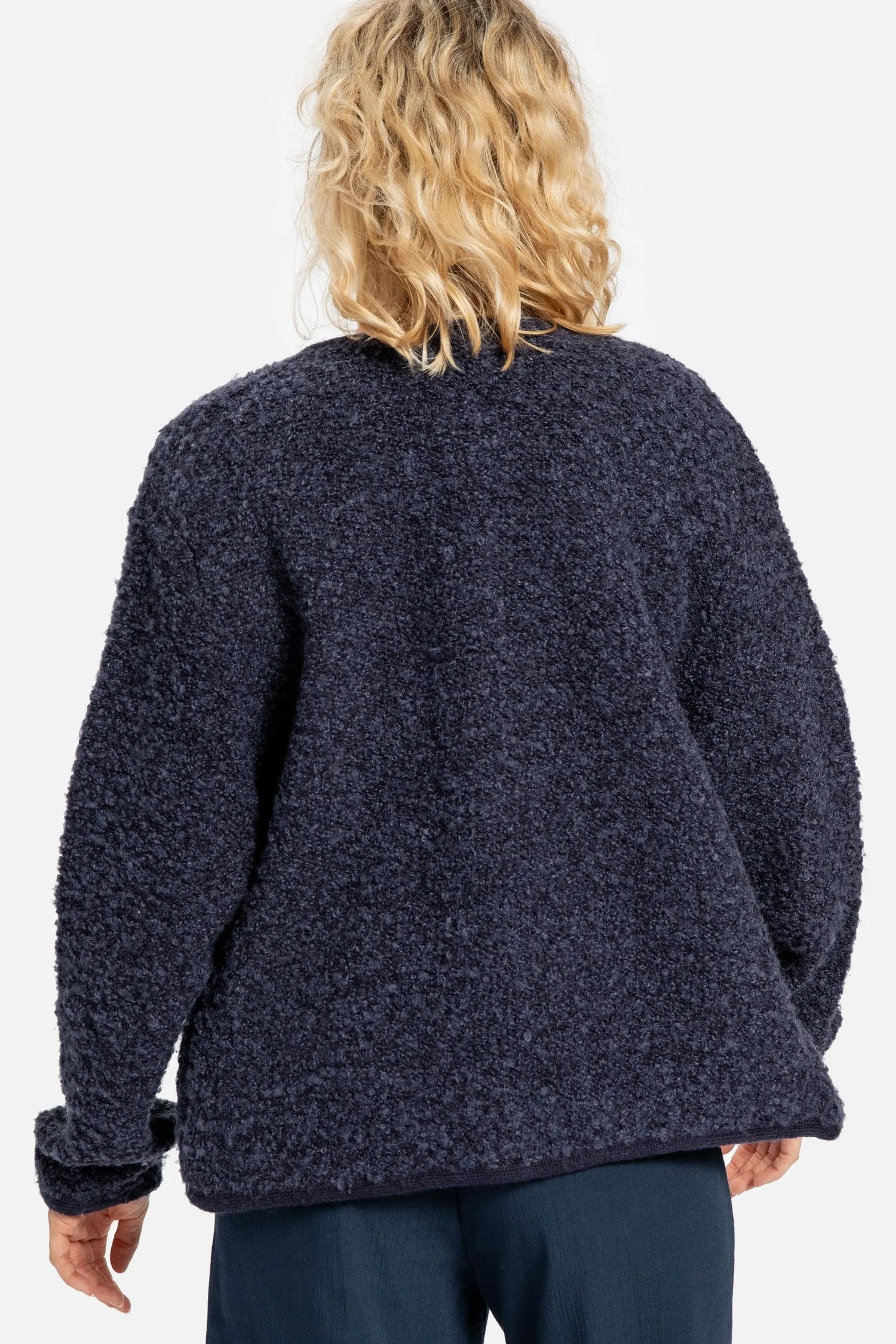 90s Navy Nubby Cardigan S