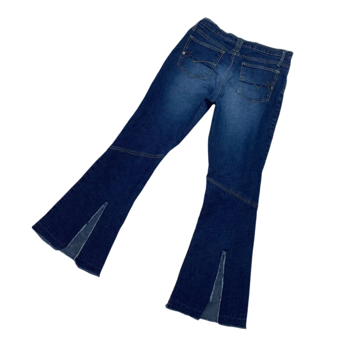 90s Patchwork Style Flare Jeans (M)