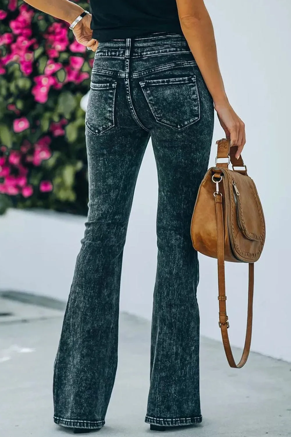 Acid Wash High Waist Flare Jeans