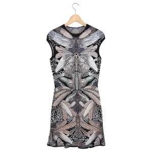 Alexander McQueen Black Dragonfly Intarsia Knit Sweater Dress - L