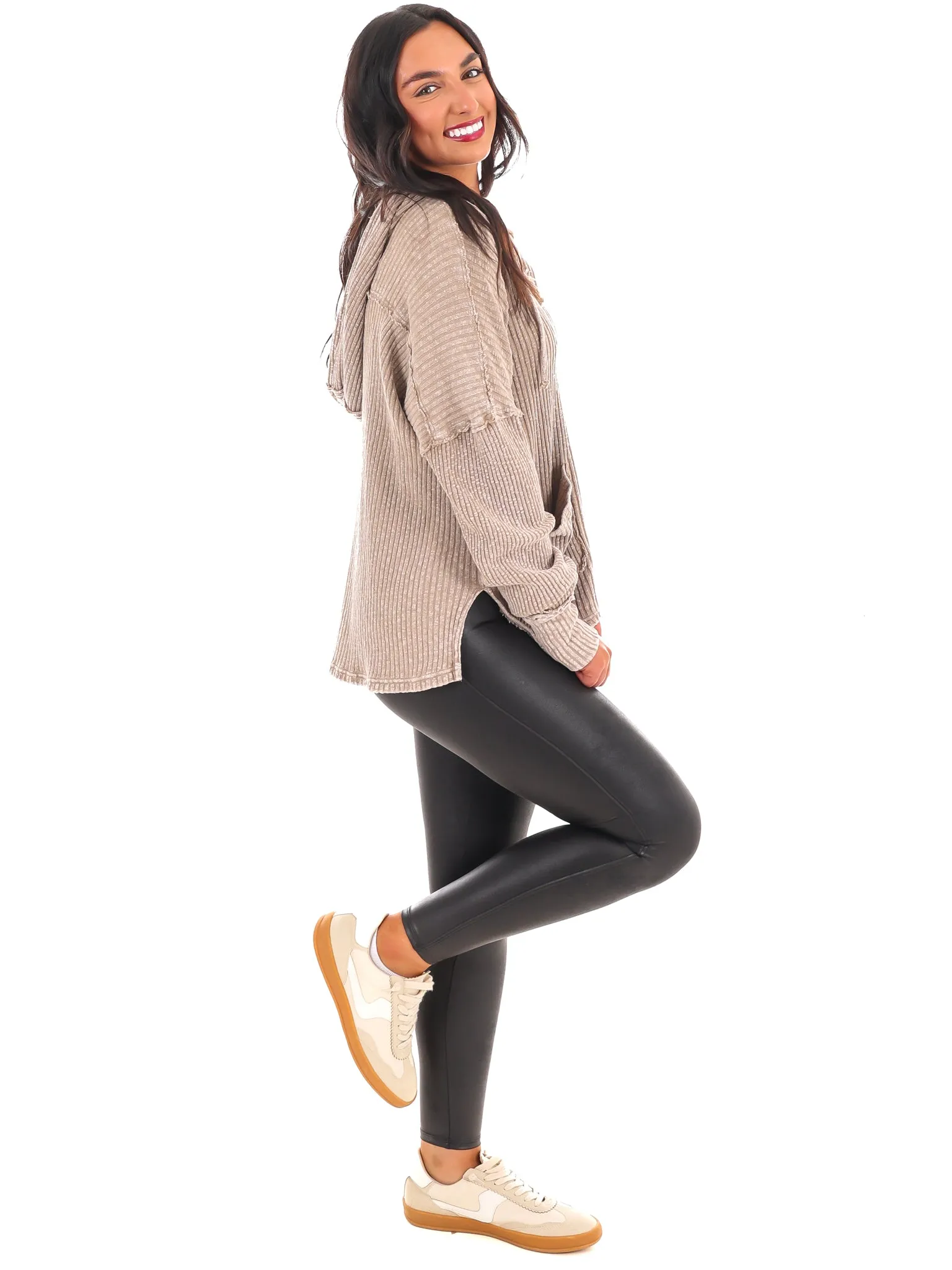 Ask Again Ribbed Hoodie Pullover