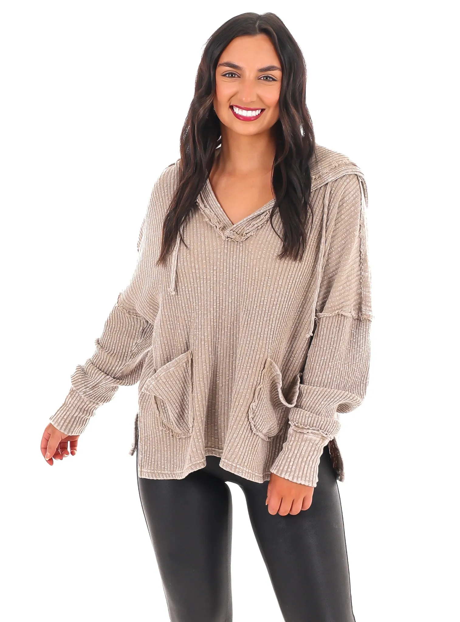 Ask Again Ribbed Hoodie Pullover