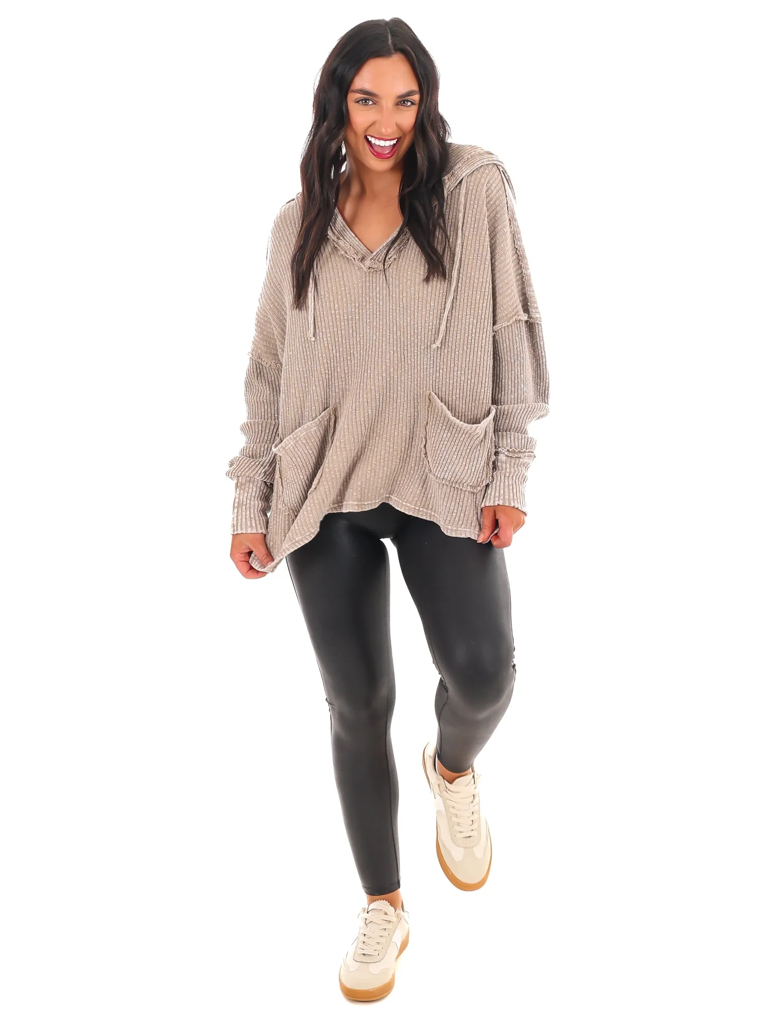 Ask Again Ribbed Hoodie Pullover