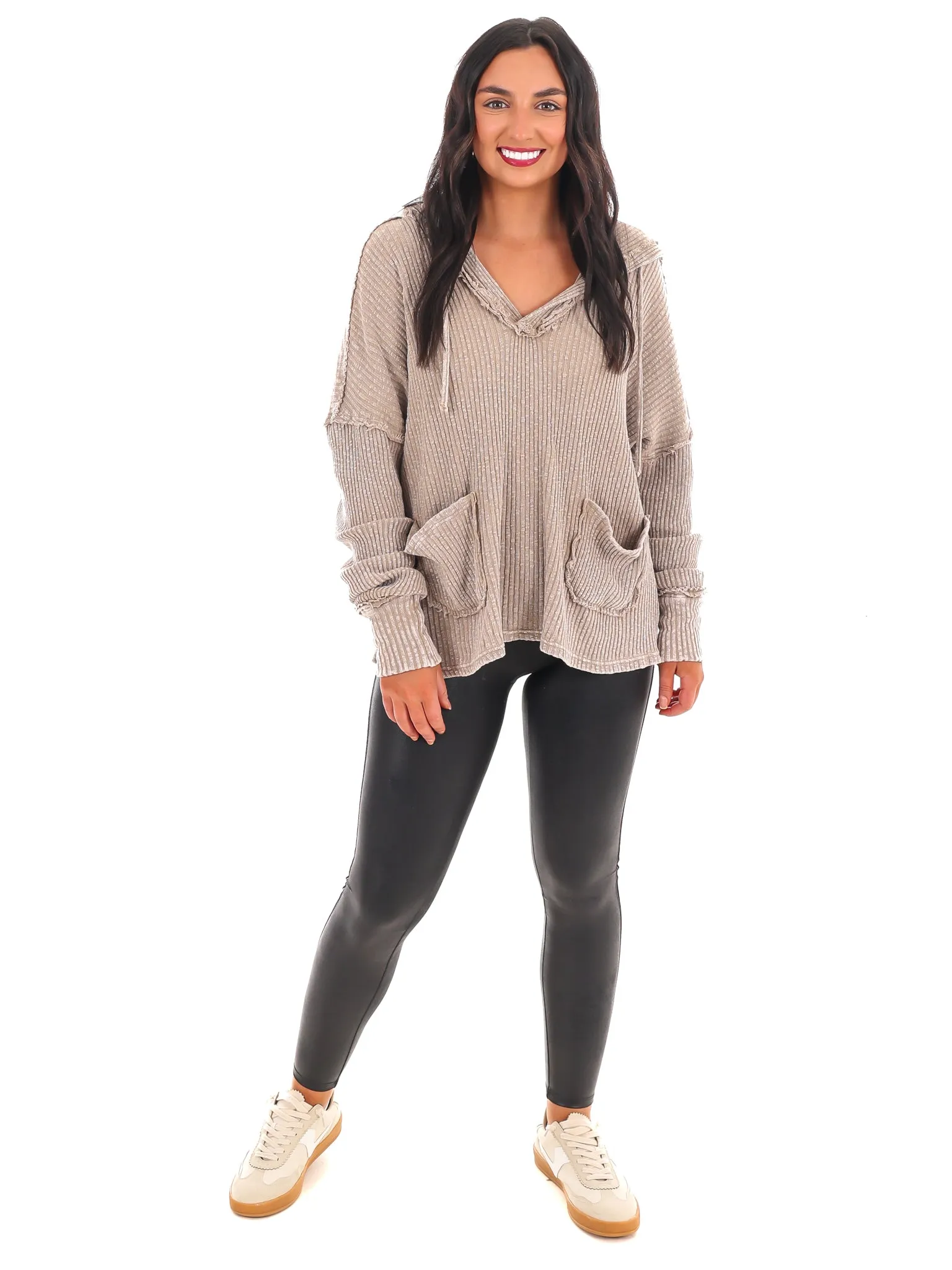 Ask Again Ribbed Hoodie Pullover