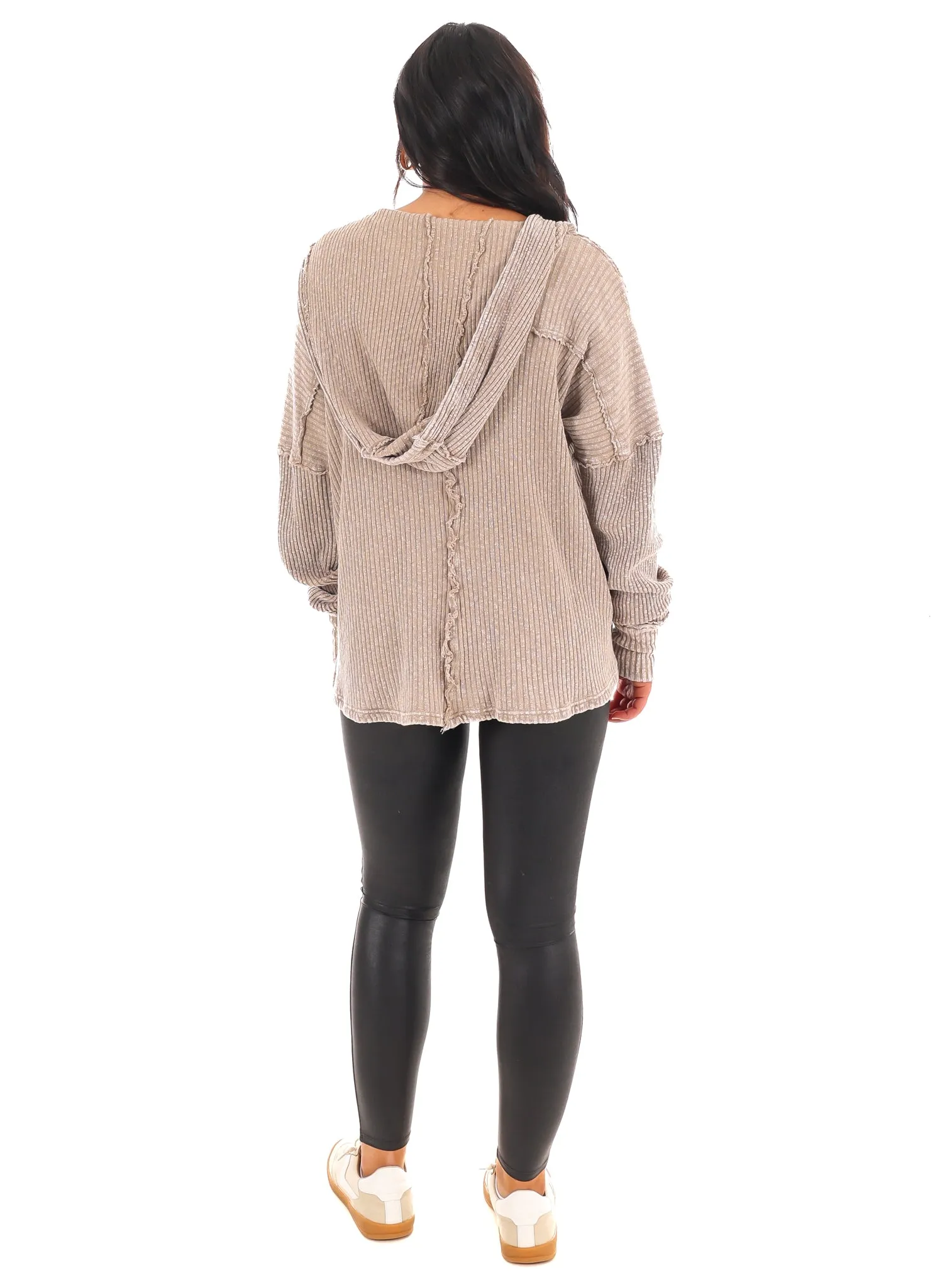 Ask Again Ribbed Hoodie Pullover