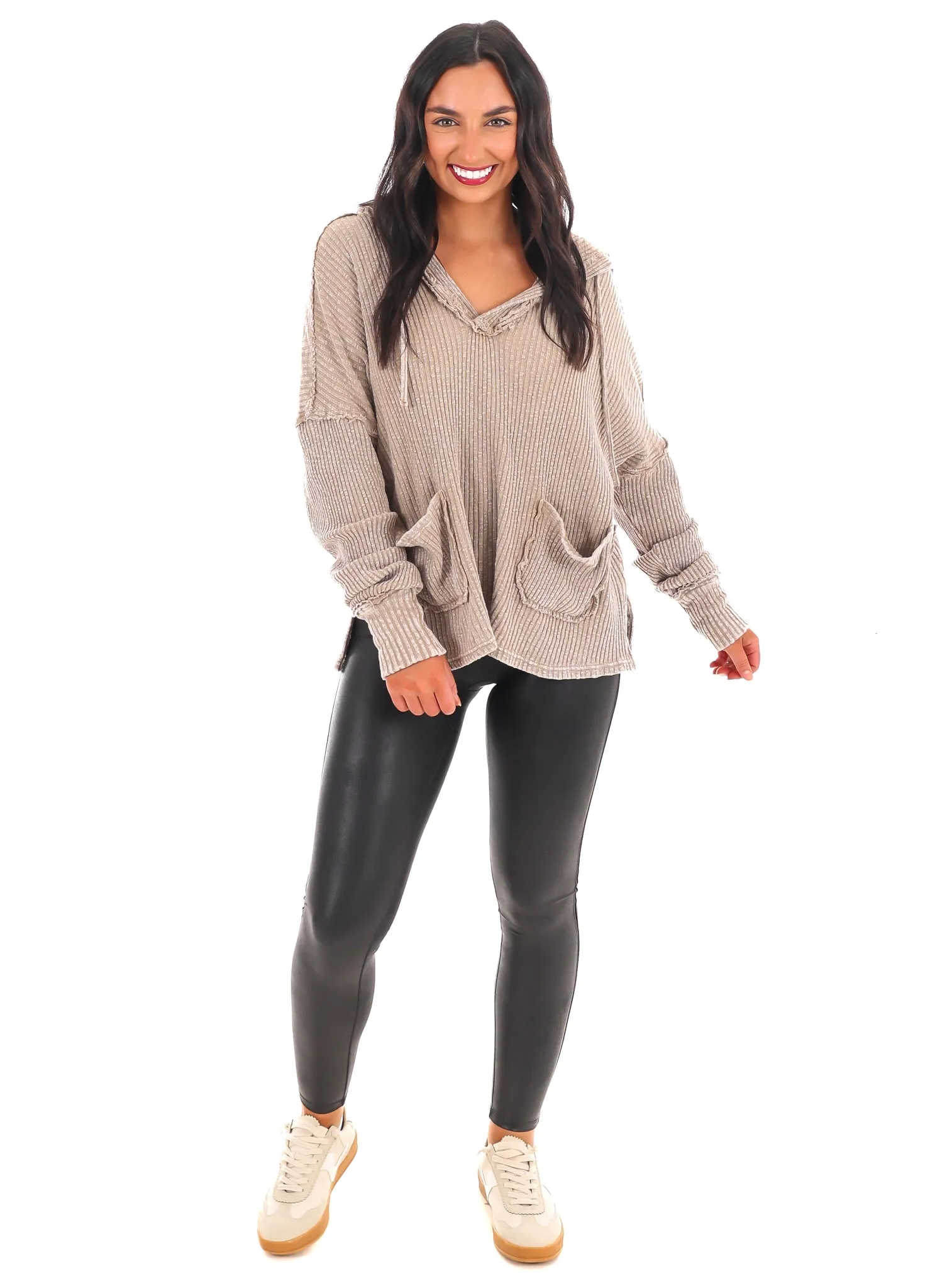 Ask Again Ribbed Hoodie Pullover