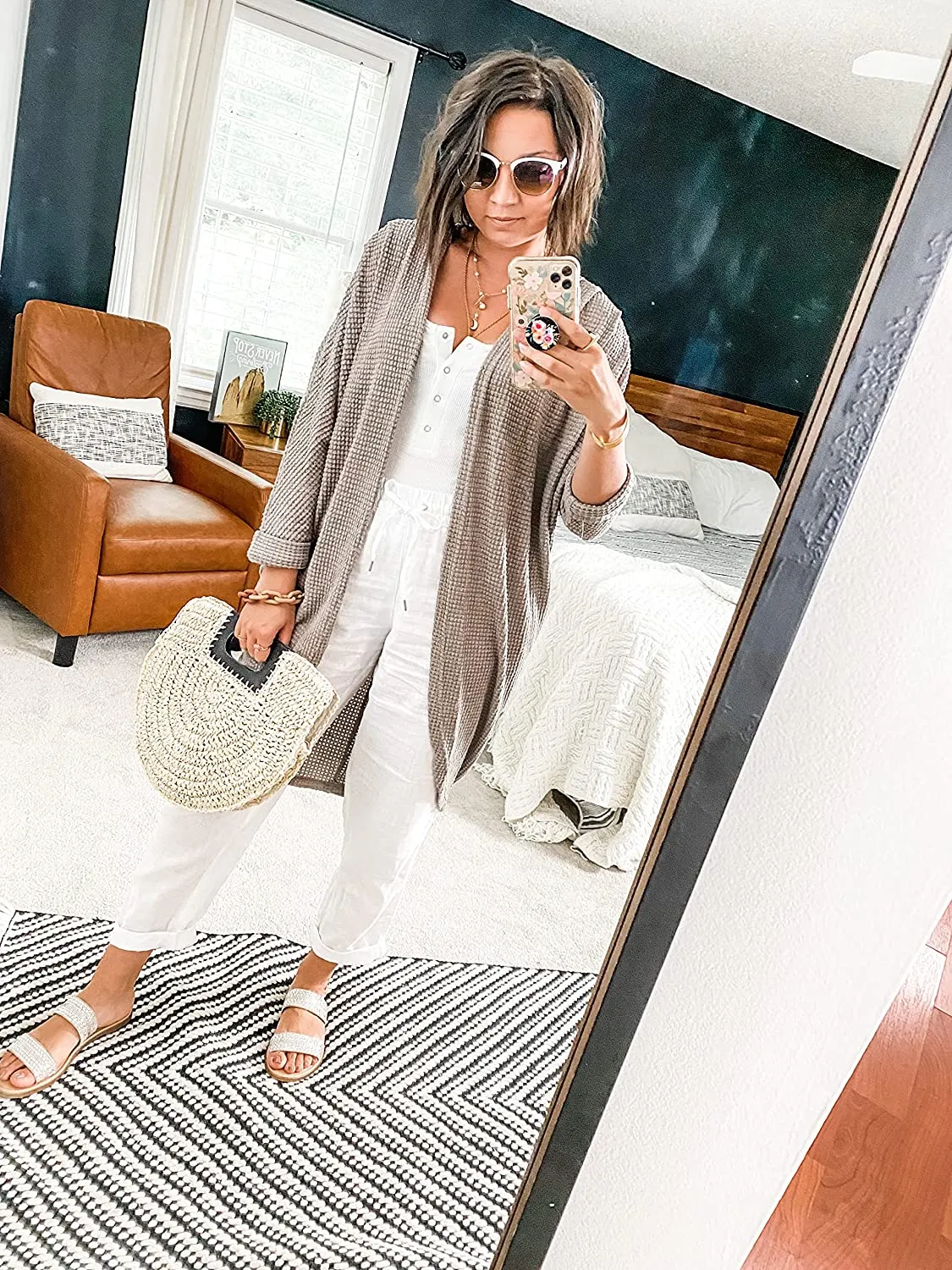 Beige Knit Batwing Oversized Long Sleeve Cardigan