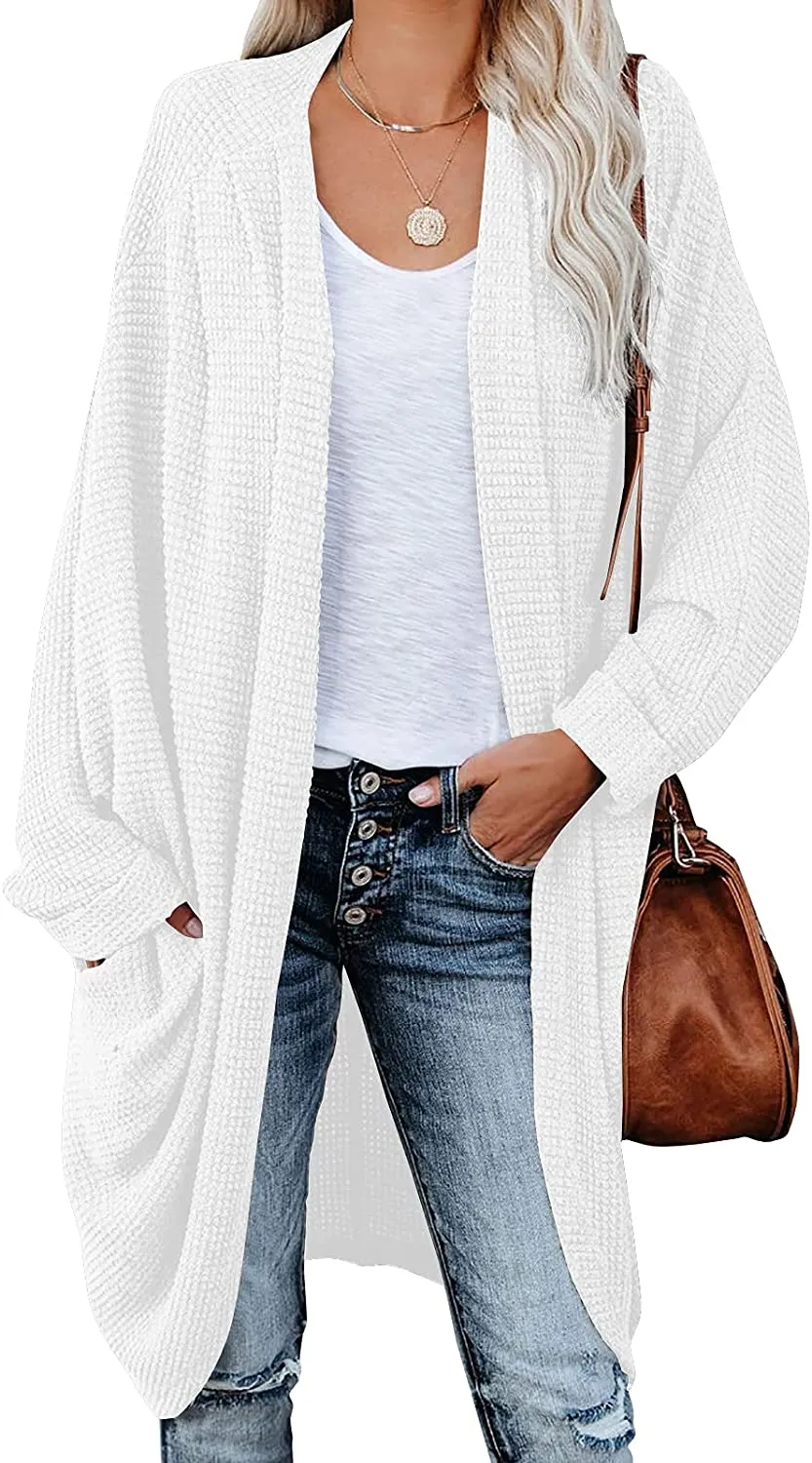 Beige Knit Batwing Oversized Long Sleeve Cardigan