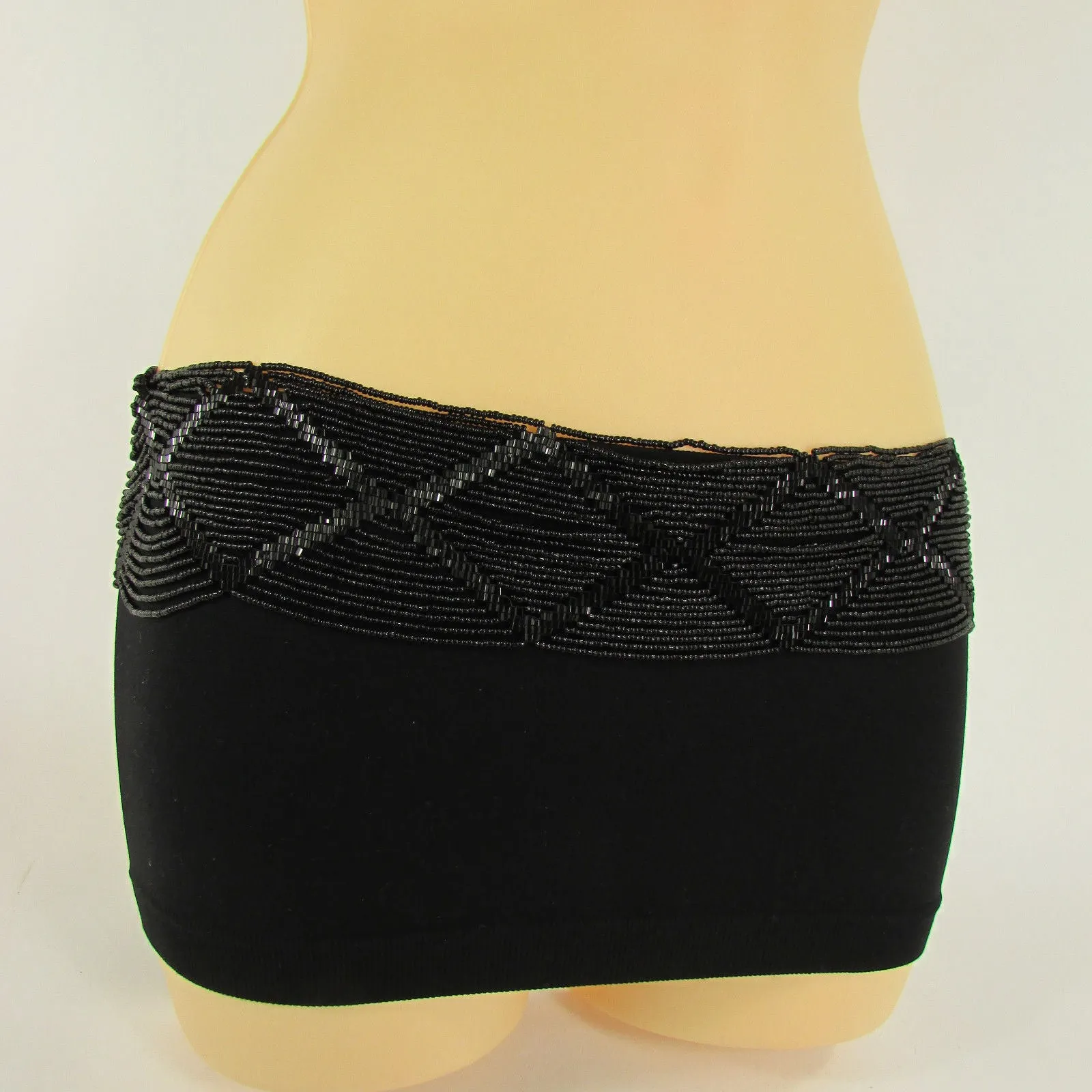 Belt Black Beads Wide Waistband Tie Wrap Around Waist Hip M L XL