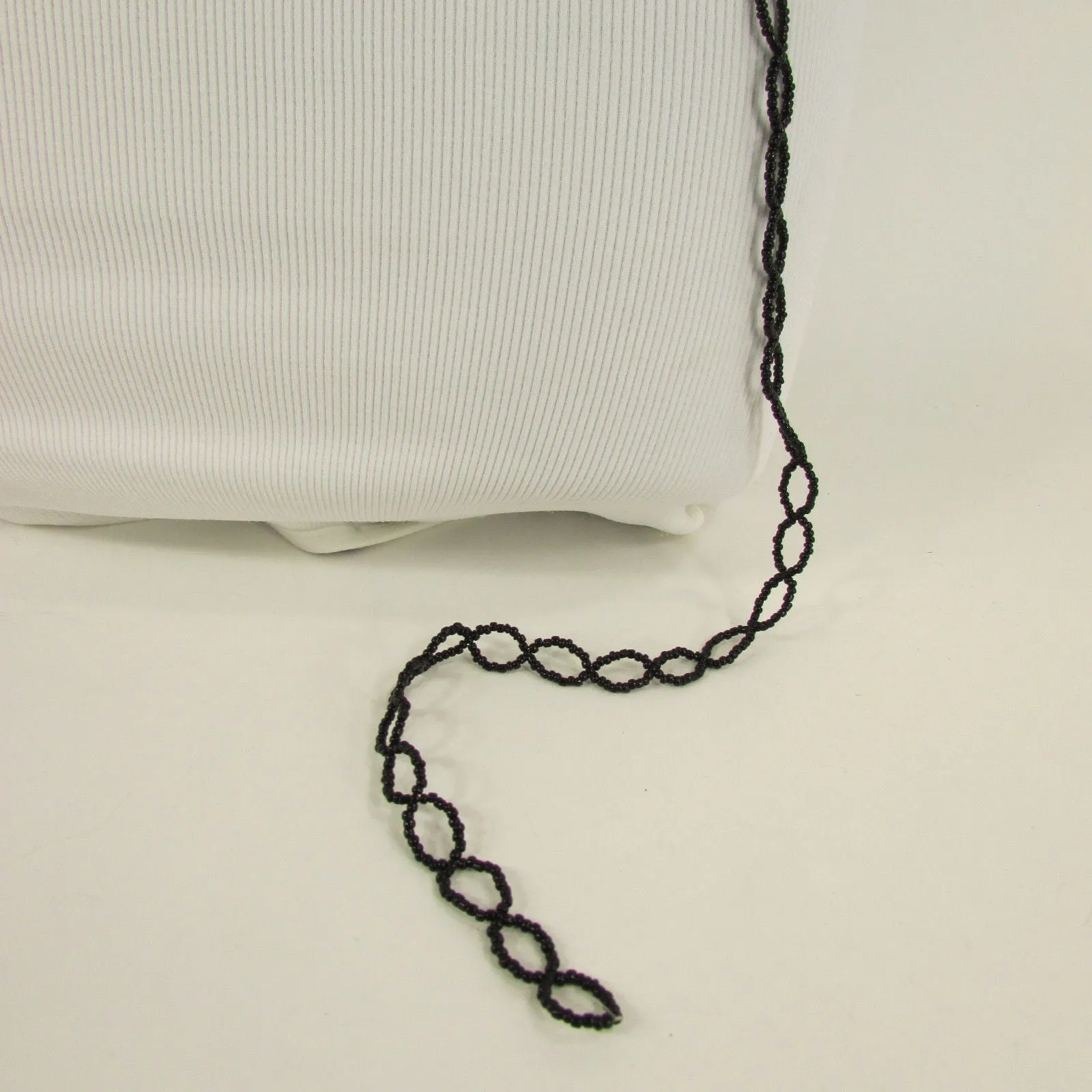 Belt Black Beads Wide Waistband Tie Wrap Around Waist Hip M L XL