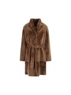 Belted Shearling Coat