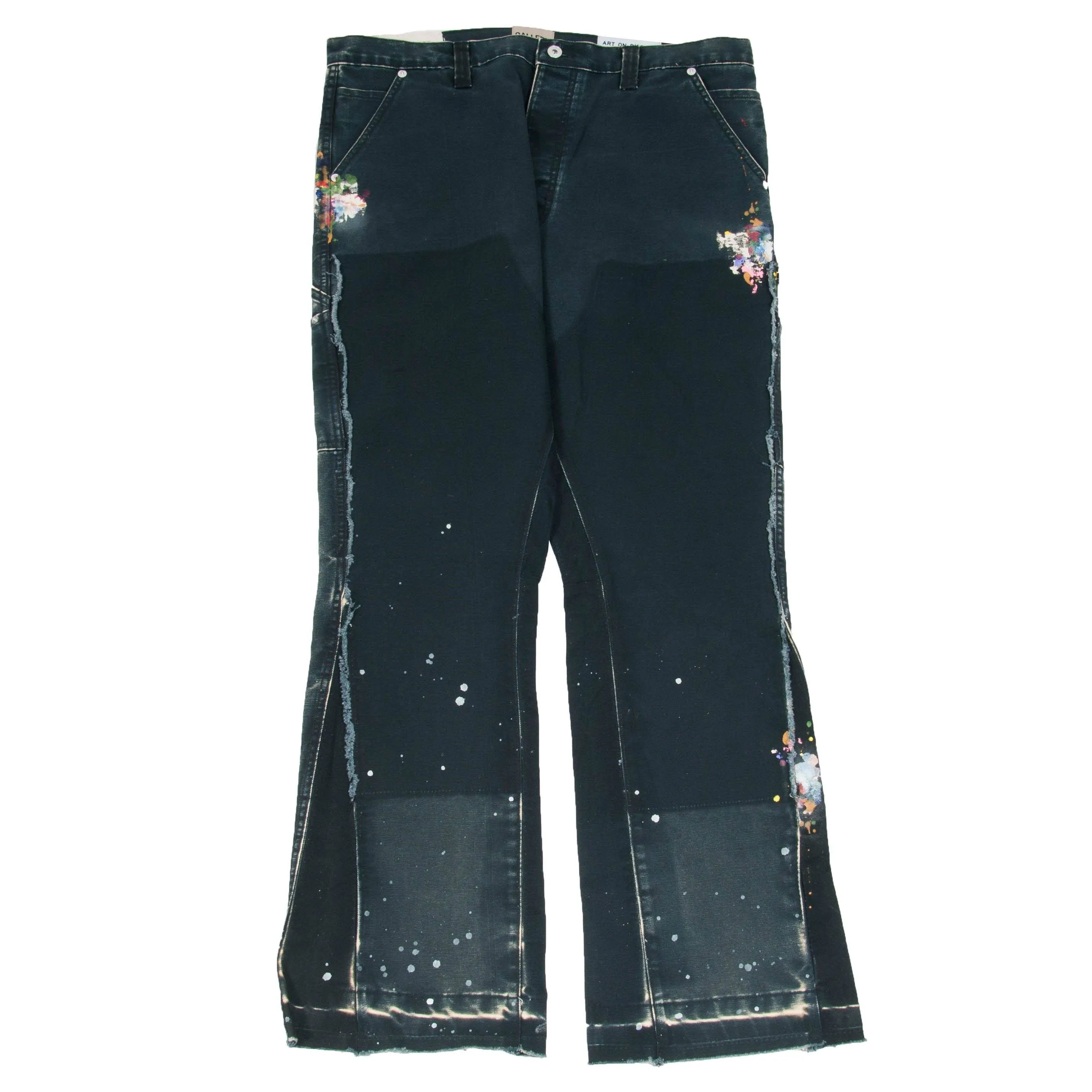 Black Paint Splatter La Flare Carpenter Pants Denim Jeans