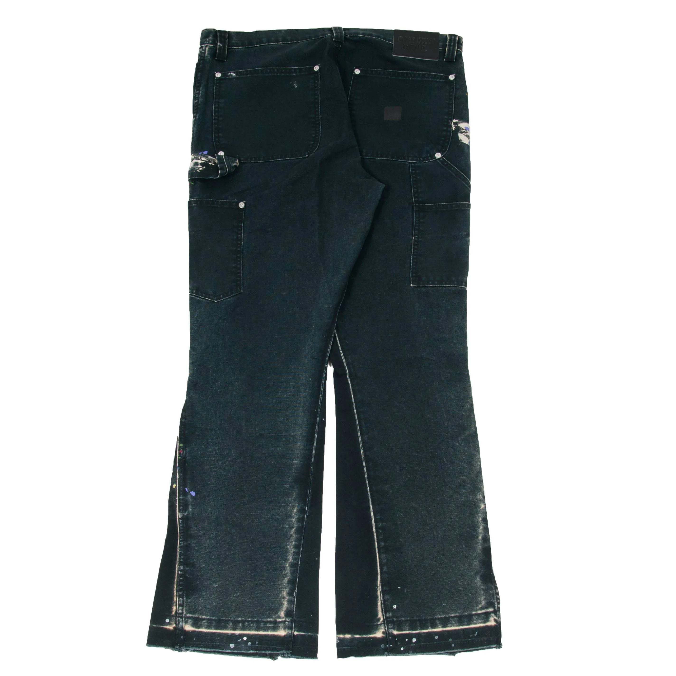 Black Paint Splatter La Flare Carpenter Pants Denim Jeans