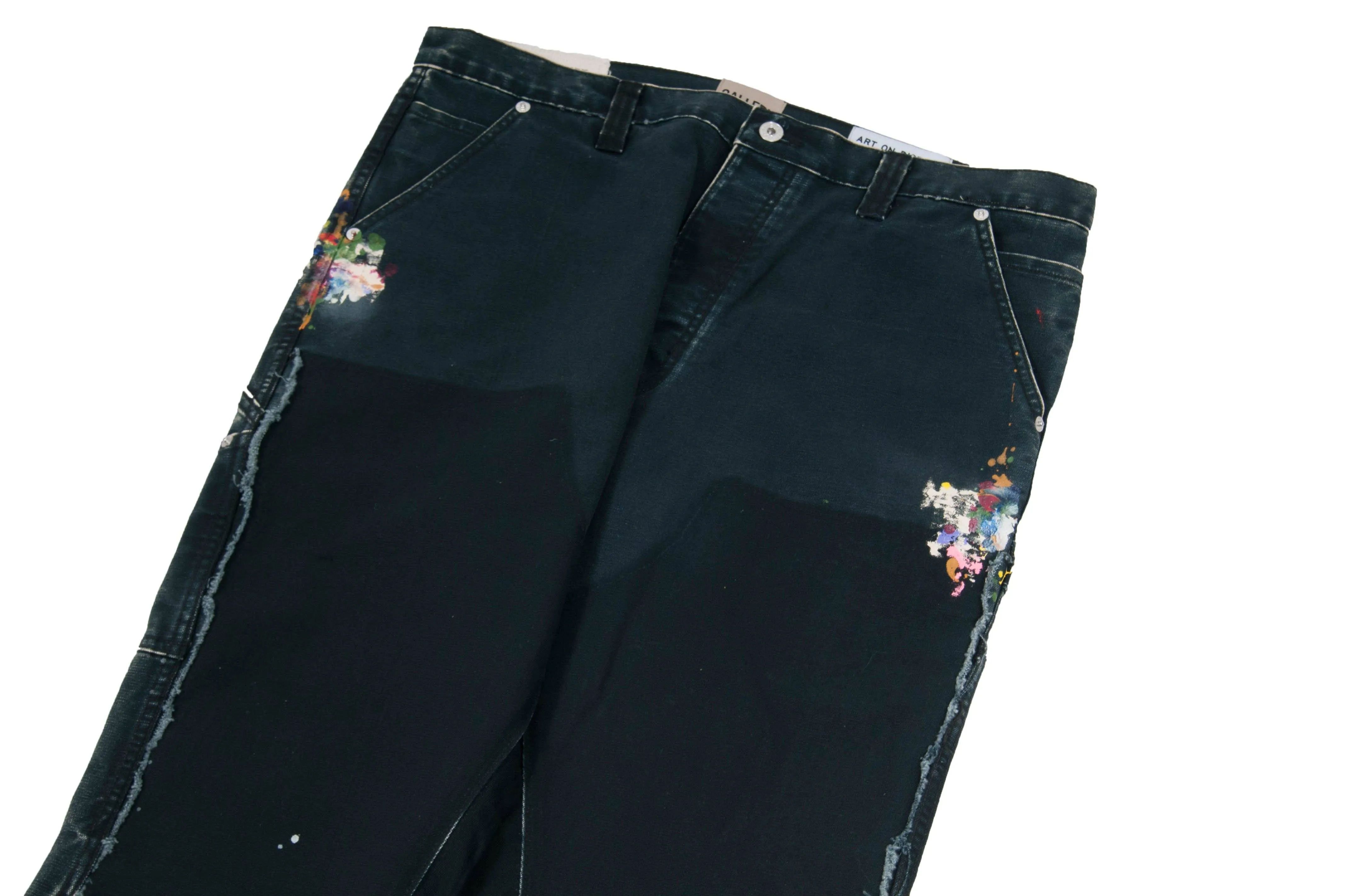 Black Paint Splatter La Flare Carpenter Pants Denim Jeans