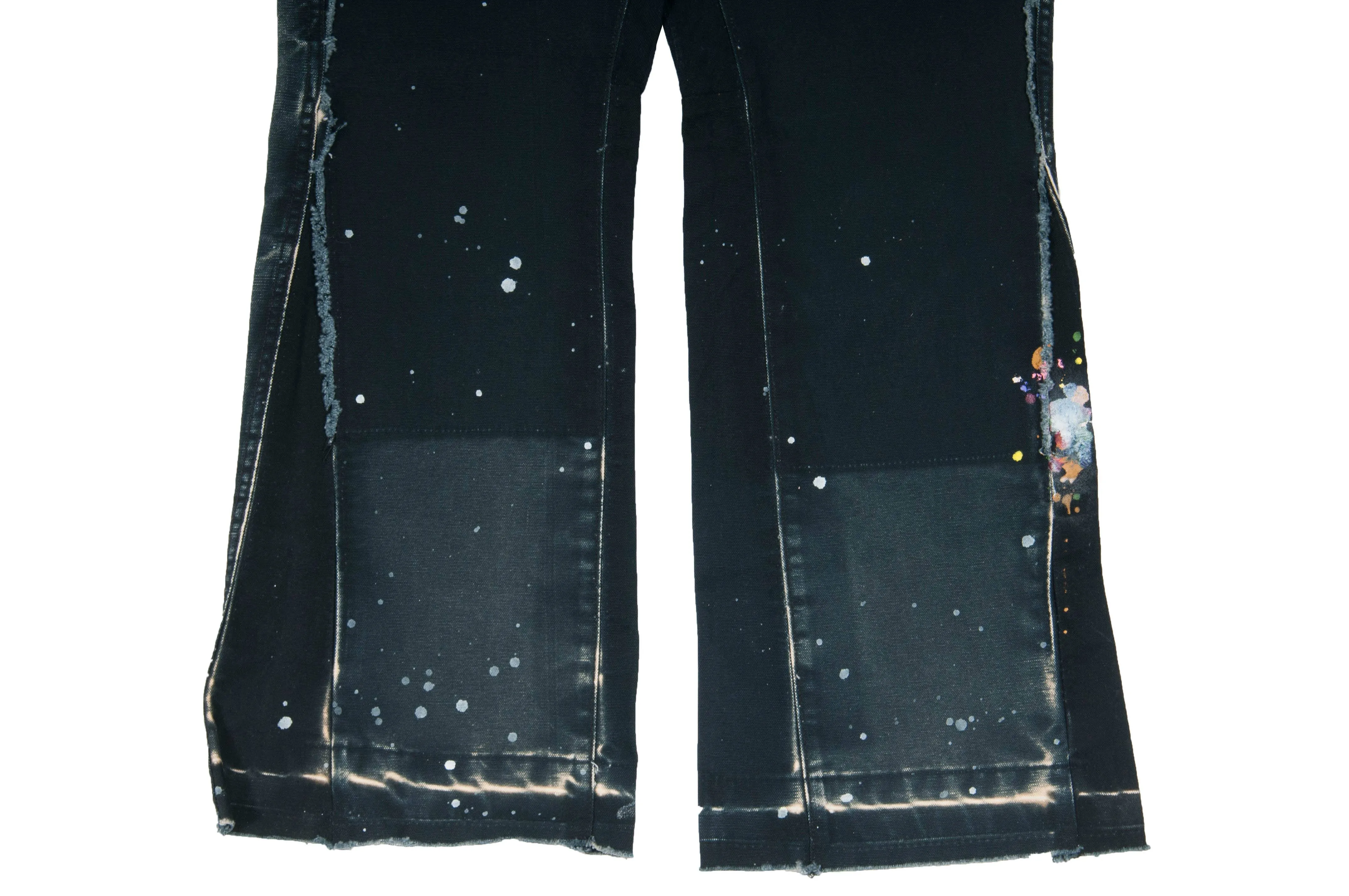 Black Paint Splatter La Flare Carpenter Pants Denim Jeans