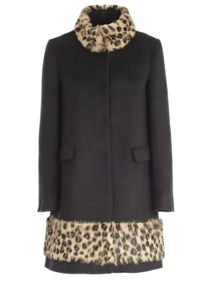 Blugirl Leopard Print Trim Coat