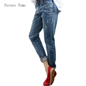 Boyfriend Jeans For Women 2017 Hot Sale Vintage Distressed Regular Spandex Ripped Jeans Denim washed Pants Woman Jeans C1028