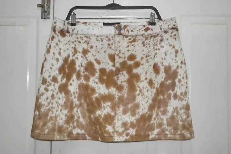 Brown White Hair On Cowhide Skirt