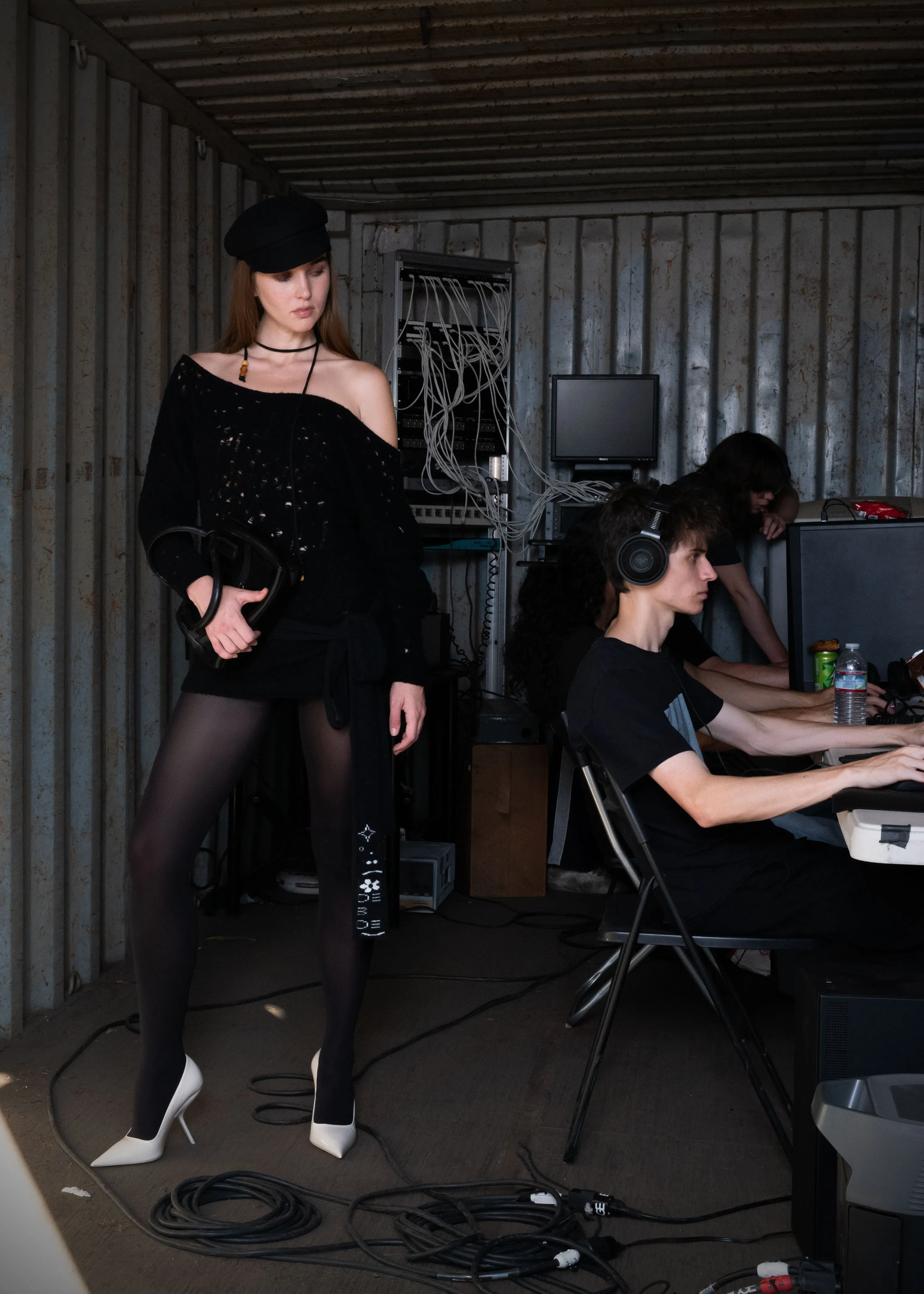 CACTUAR DISTRESSED JUMPER DRESS BLACK