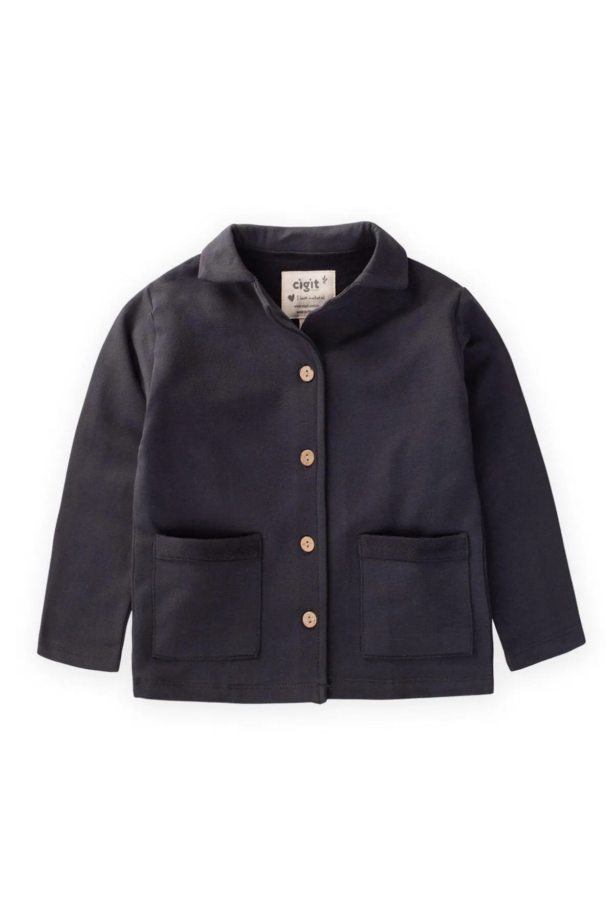 Cardigan with jacket collar 1-5 years anthracit