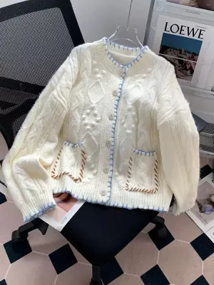 Colorful Stitch Loose-fit Cardigan