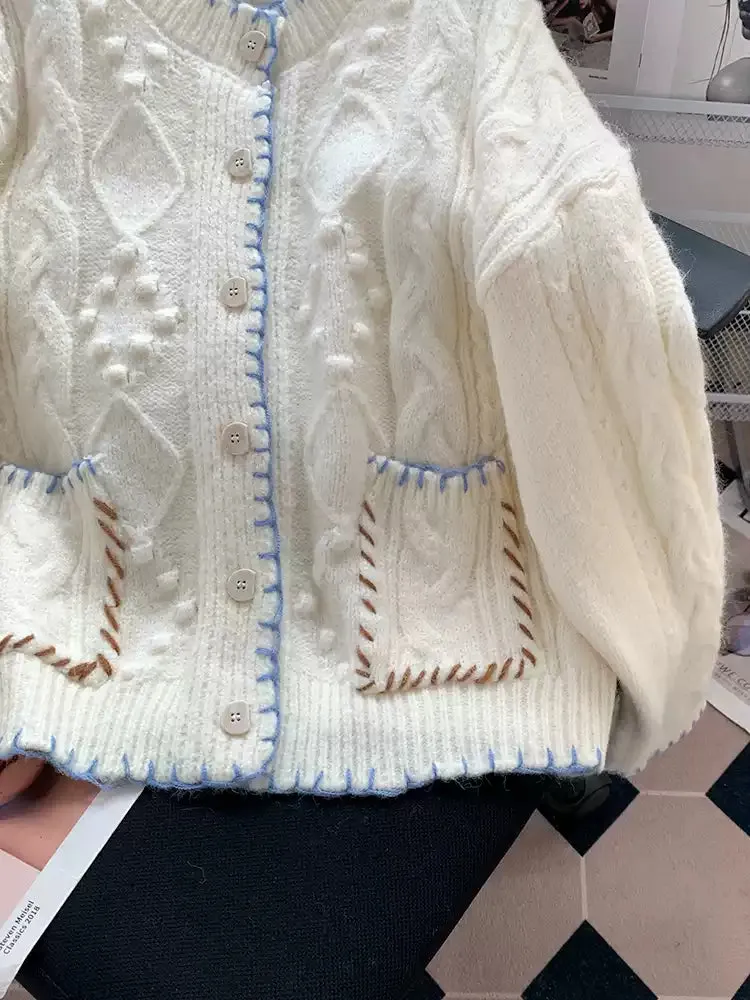 Colorful Stitch Loose-fit Cardigan