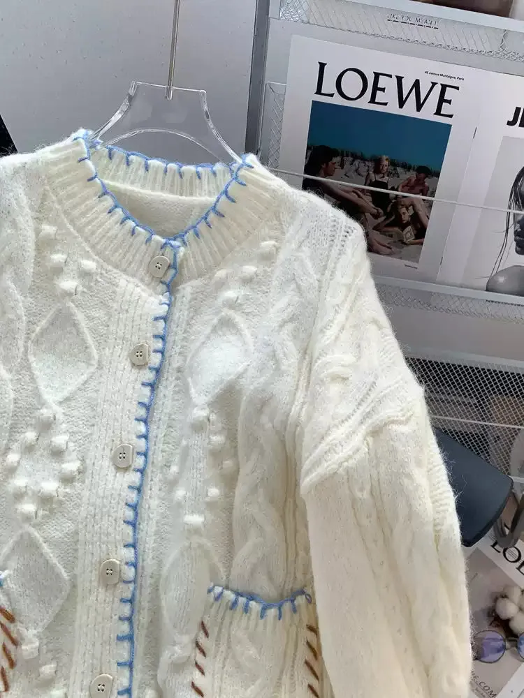 Colorful Stitch Loose-fit Cardigan