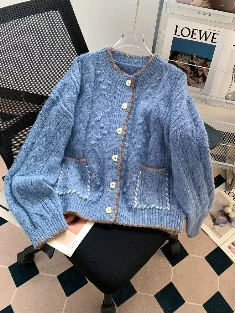 Colorful Stitch Loose-fit Cardigan