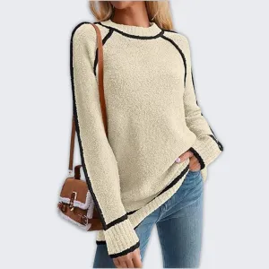 Cozy Women's Colorblock Thick Knit Sweater for Fall/Winter