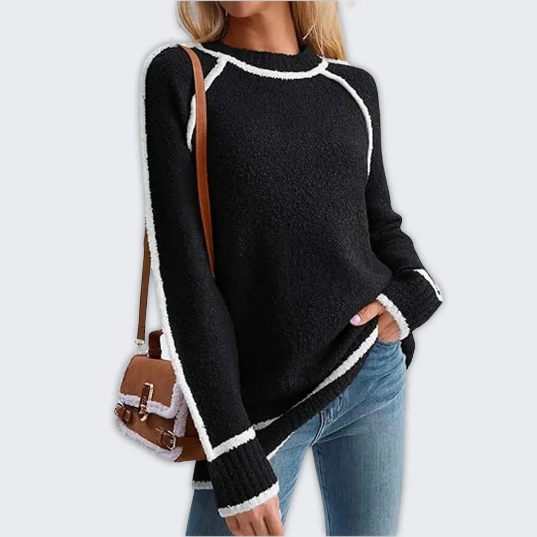 Cozy Women's Colorblock Thick Knit Sweater for Fall/Winter