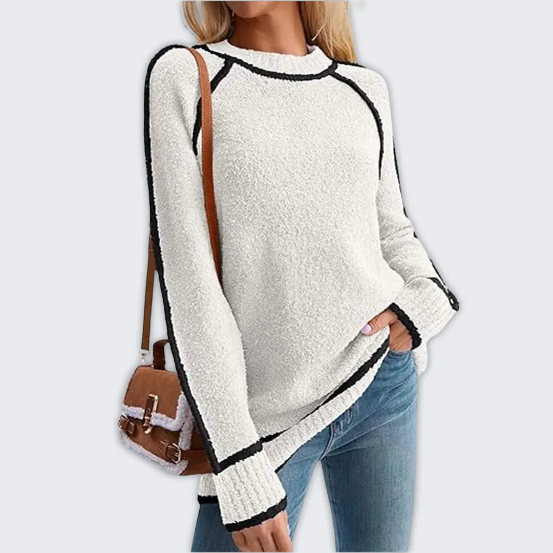 Cozy Women's Colorblock Thick Knit Sweater for Fall/Winter