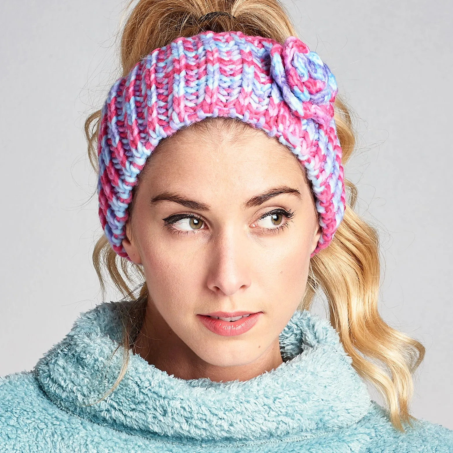 Crochet Knit Floral Headband