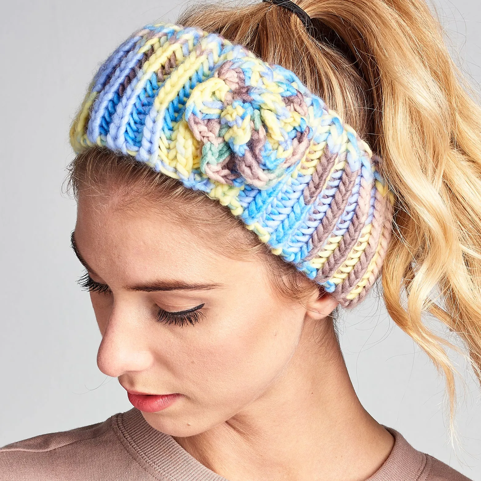 Crochet Knit Floral Headband