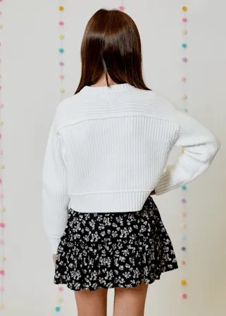 Design History Girls Sweater in Winter White