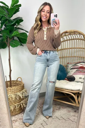 Easton High Rise Distressed Wide Flare Jeans - FINAL SALE
