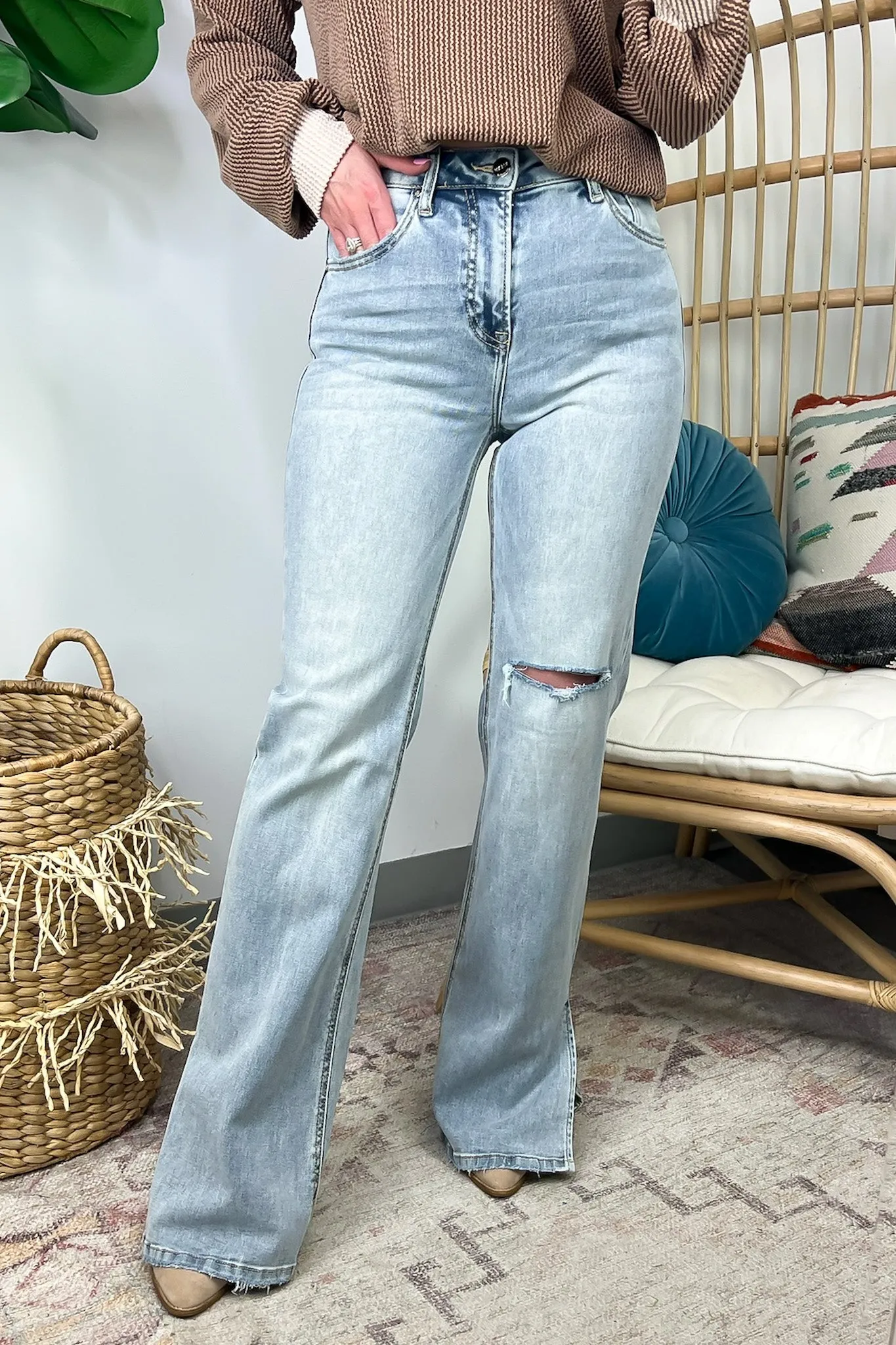 Easton High Rise Distressed Wide Flare Jeans - FINAL SALE