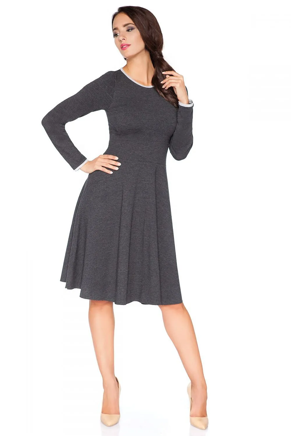Edgy Chic Casual Knit Day Dress with Unique Raw Edges