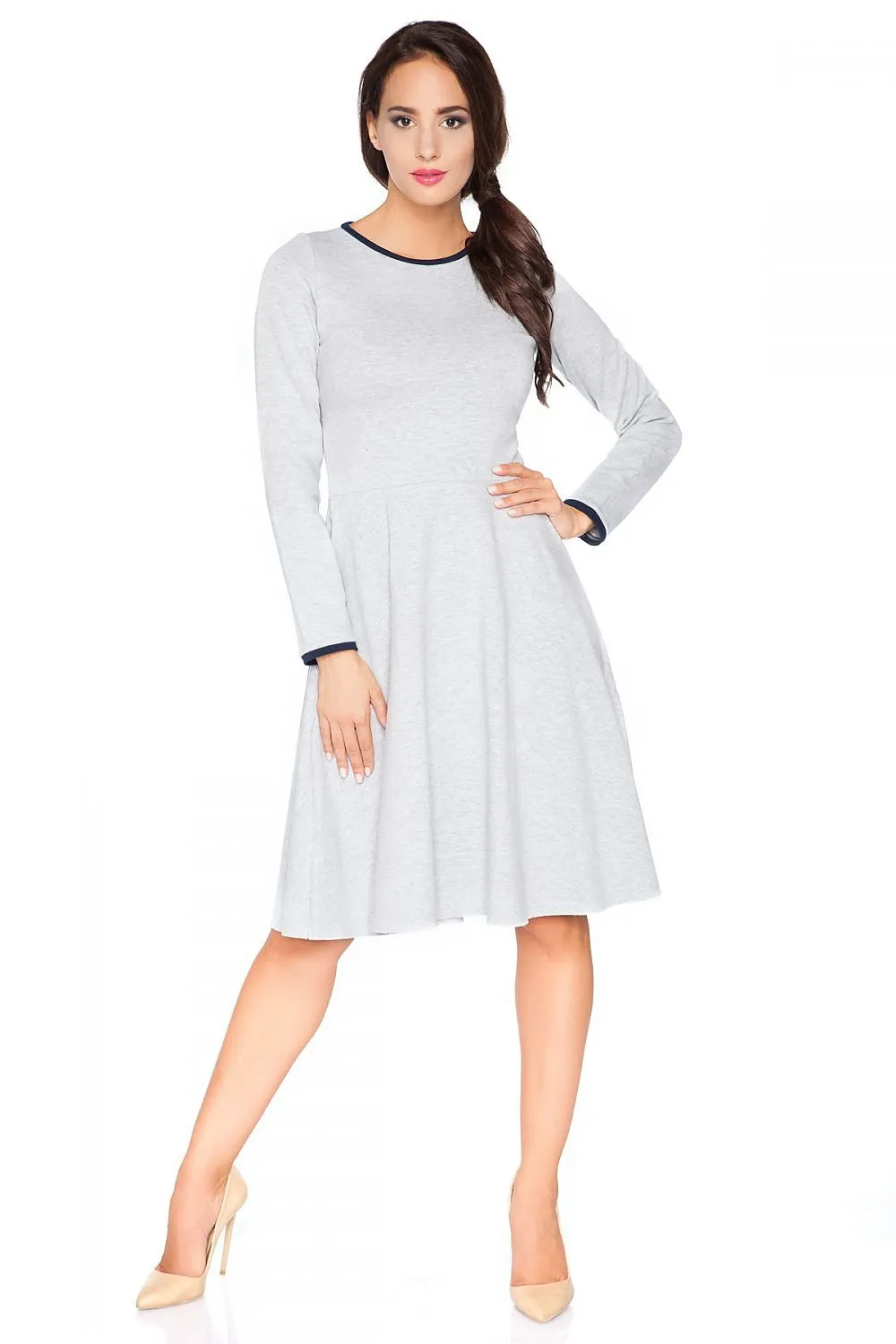 Edgy Chic Casual Knit Day Dress with Unique Raw Edges