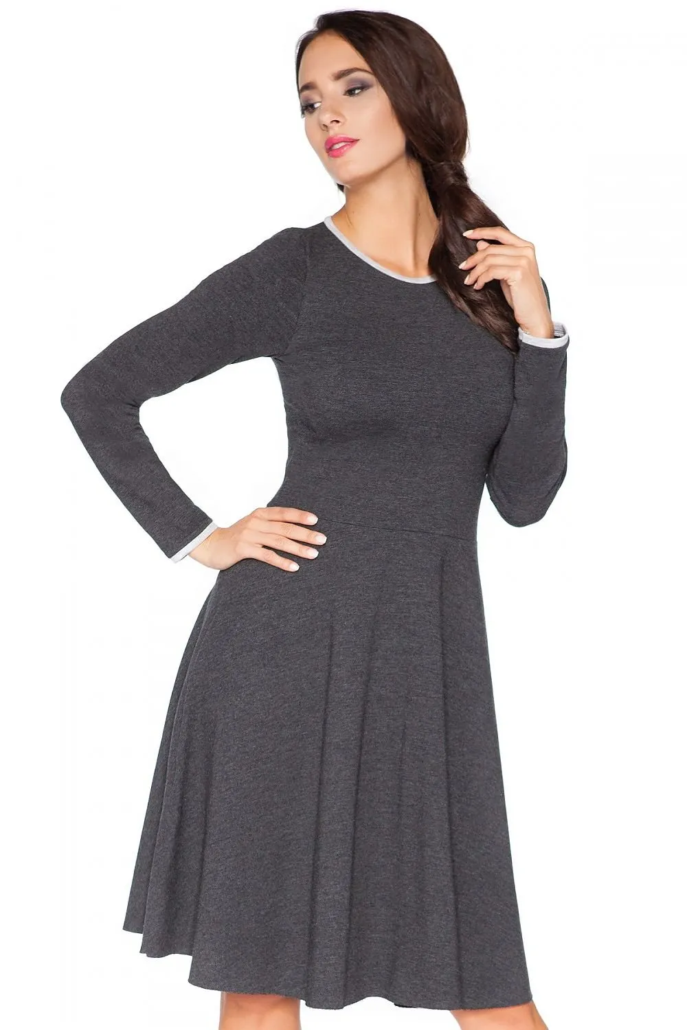 Edgy Chic Casual Knit Day Dress with Unique Raw Edges